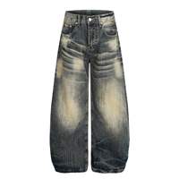 Prix d'usine – Jean décontracté à jambe large en denim délavé et écologique – Fournisseur OEM proposant des commandes en gros – Broderie unie pour homme