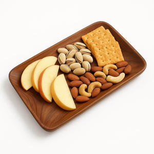 Plateau Rectangle en bois d'acacia rustique plateau de service en bois multi-usage pour collations thé café nourriture cuisine salle à manger utilisation décorative - Product Image 2