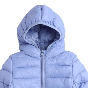 <b>Light</b> Blue Hooded <b>Puffer</b> <b>Jacket</b> Unisex Casual Winter Zipper Closure Windproof Polyester Wadding Regular Fit Solid Color - Product Image 4