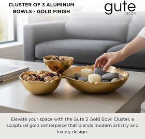 Bandeja de servir de aluminio dorado, plato de servir de 3 compartimentos dorado, bandeja de aperitivos de lujo, juego de tazones de servir dorados - Product Image 2