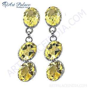 Latest 925 <b>Sterling</b> <b>Silver</b> Fine <b>Hoop</b> <b>Earrings</b> with Citrine Gemstone - Product Image 1