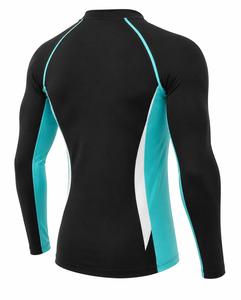 <b>Men</b> Full Sleeve <b>Rash</b> <b>Guard</b> Black/Teal/White Blocked Design Quick Dry Anti-UV Eco-Friendly Breathable Spandex Polyester Adult - Product Image 3