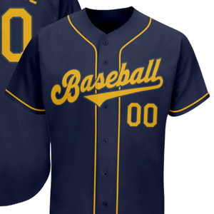 Maillot de baseball bleu marine et or pour homme, boutonné, uniforme d'équipe, respirant, léger, vêtement de sport pour tournoi - Product Image 2