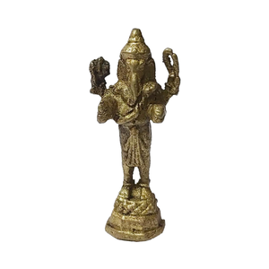Mini Standing Brass Ganesha Murti Idol Statue <b>Small</b> Business Office Decorative Sculpture Pooja Living Room Home Decor Goddess - Product Image 1