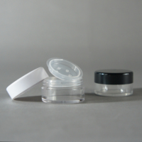 Pot en plastique mini PS PA pour crème cosmétique, transparent, avec couvercles à vis noirs, capacité 10 ml, pour crème de soin (Série INBT)