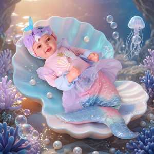 Poupées Reborn Mia <span class=keywords><strong>Sirène</strong></span> <span class=keywords><strong>de</strong></span> 17 pouces Babeside, mignonnes, en vinyle souple avec corps en tissu, vente en gros directe d'usine, OEM ODM, cadeau - Product Image 1
