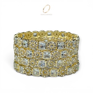 Brazaletes de Acero Inoxidable Chapados en Oro de Lujo, con Cristales y Diamantes de Imitación, para Mujer, Ideales para Bodas y Aniversarios, Gran Venta - Product Image 3