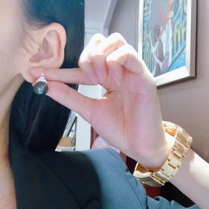 Boucles d'oreilles en argent pur S925 avec perle d'eau douce ronde Aurora de 11-12 mm, bijoux élégants en perle d'eau douce pour femmes - Product Image 4