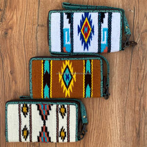 กระเป๋าสตางค์หนังสไตล์ตะวันตก aztec สำหรับผู้หญิงมาใหม่กระเป๋าคลัทช์ทำจากหนังมีเอกลักษณ์หลากสี - Product Image 4