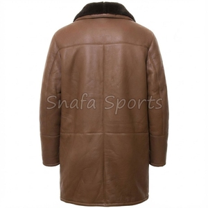 Men's Winter Fox Fur Leather Bomber Jacket Brown Genuine Thick Canvas Front Logo Stand Collar Warm <b>Coat</b> - Product Image 2