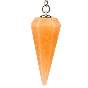 Péndulo de cristal de selenita naranja de alta calidad, forma cónica, tallado pulido, hermosa herramienta de radiestesia, sanación energética, venta al por mayor - Product Image 1