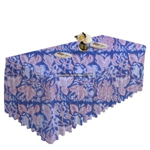 Customized Block Printed Hand Block Printed Cotton Fabric <b>Rectangle</b> Table Cover Assortment Of Design - Product Image 4