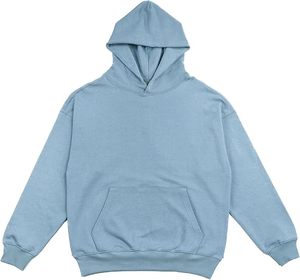 Sweat-shirt à capuche unisexe bleu clair, coupe ample, couleur unie, coton, décontracté, pour l'automne, avec cordon de serrage et poches latérales - Product Image 3