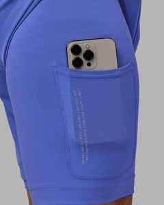Shorts de sport pour hommes, couleur unie, taille mi-haute, élastique, séchage rapide, bleu, personnalisable avec poche, shorts flexibles, shorts de course, OEM ODM - Product Image 4