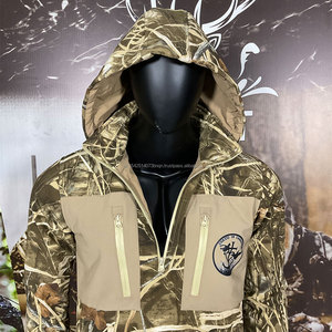 Breathable Waterproof Unisex Hunting Camouflage Tactical Hooded Soft Shell Microfleece Jacket Front 1/4 Zip Outdoor Hunting Gear - Product Image 5