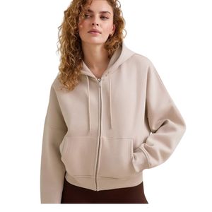 Sudadera con Capucha de Forro Polar para Mujer, Personalizada, Beige, Oversize, Manga Larga, Estilo Casual Urbano, Cálida y Suave, OEM - Product Image 6