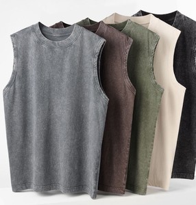 Débardeur de sport sans manches en coton 100 % uni tricoté pour homme, haute qualité, vente en gros - Product Image 1