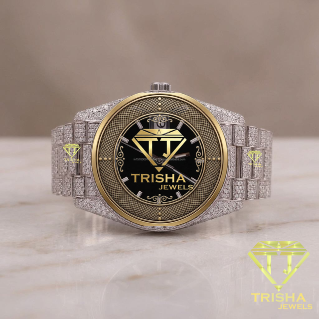 Designer Iced Out Watch VVS Moissanite Diamond With Stainless Steel Two Tone Gold Men Luxury Statement Timepiece
