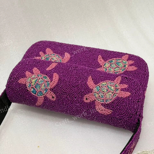 Purple Beaded Shoulder <b>Bag</b> Turtle Design Indian Fully Handcrafted Evening Party Fashion <b>Womens</b> Handmade Purse Accessory Gift <b>Bag</b> - Product Image 6