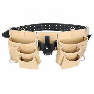 Customizable 11-Pocket Tool <b>Pouch</b> Comfortable <b>Leather</b> and Canvas Waist Support <b>Belt</b> for Engineers and Plumbers OEM Tool Bag - Product Image 3