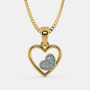 จี้เพชรรูปหัวใจคู่ทองคำขาว 14K พร้อมสร้อยคอ - Product Image 1