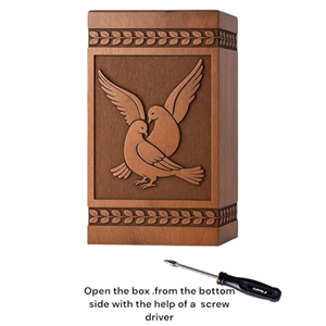 Personalized Rosewood Cremation Urn: Dove Silhouette Engraved Memorial by AYAANS - Product Image 6