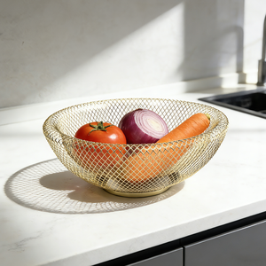 Cesta de Almacenamiento de Frutas Rectangular Moderna y Personalizada de Azora Industries, Fabricada con Alambre de Hierro Multifuncional, Base de Madera y Asa Ecológica - Product Image 5