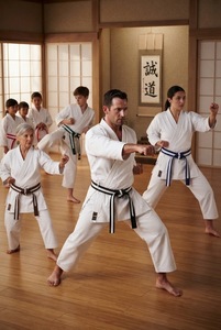 Ceinture de rangement de niveau en arts martiaux à rayures blanches, largeur 4,5 cm (1 3/4 po), 65 % polyester 35 % coton, pour le karaté et le taekwondo - Product Image 4