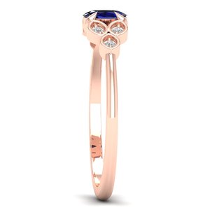 Anillos de compromiso REYES con zafiro azul de corte ovalado de 0.21 quilates, anillos de promesa de boda de plata de ley 925 con moissanita para mujer - Product Image 3