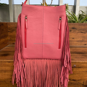 Fashion Designer Hot Selling Hand Tooled Quilted Leather Fringe Crossbody Bag Wholesale Price Diamond Lattice Shoulder Handbags - Product Image 5