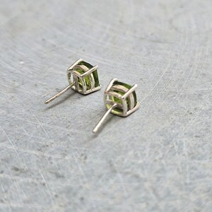 Handmade Cushion Peridot <b>Stud</b> <b>Earrings</b> 925 Sterling <b>Silver</b> Natural Gemstone Jewelry Elegant Gift For Women - Product Image 2