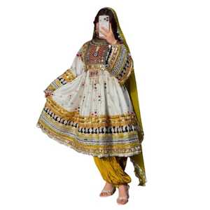 Robes afghanes vintage à bas prix, best-sellers, en georgette et mousseline, avec décorations en dentelle, couleurs personnalisées, pour mariage. - Product Image 1