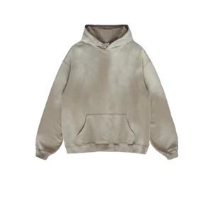 เสื้อฮู้ดดี้ย้อมสีแบบวินเทจสำหรับผู้ชาย สีน้ำตาลเข้ม ผ้าฝ้ายฟลีซหนานุ่ม สไตล์สตรีทแวร์ ทรงโอเวอร์ไซส์ ไม่มีลาย - Product Image 6