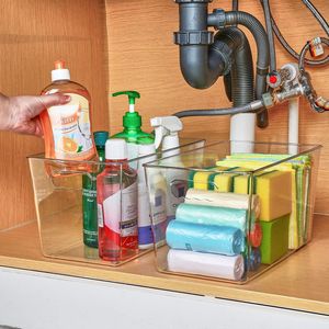 6 Contenitori di Plastica Trasparente con Manici, Organizzatori Pieghevoli per Dispensa, Frigorifero, Armadio e Piano di Lavoro della Cucina - Product Image 5