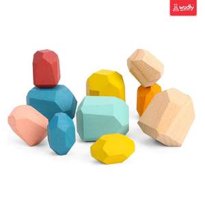 Wudly Kids Nesting & <b>Stacking</b> Sorting <b>Toys</b> <b>Wooden</b> Balancing Stone - Product Image 5