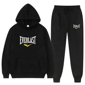Ensemble de survêtement unisexe personnalisé EVERLAST imprimé, style streetwear hip-hop automne, avec sweat à capuche et pantalon de jogging tricoté 100% coton - Product Image 1