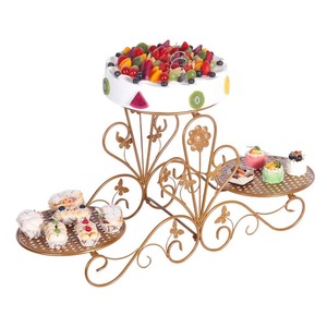 Soporte de Pastel de Metal Dorado de 3 Niveles, Exhibidor de Postres Multicapa, Reutilizable, Redondo, para Servir Bocadillos en Fiestas de Té y Banquetes - Product Image 1