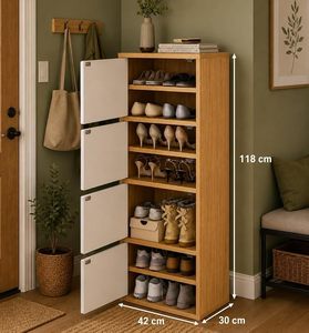 Modern Wooden <b>Shoe</b> Rack Cabinet Multi Door Dustproof <b>Shoe</b> Organizer Entryway Storage <b>Holder</b> - Product Image 1