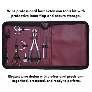 Kit complet d'installation et de retrait d'extensions capillaires pour salon, comprenant Pince à sertir micro-anneaux en acier inoxydable, Outil de pose pour extensions à bandes adhésives, Crochet à boucle Sc - Product Image 2