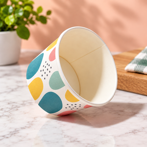 EcoRev ECO29 Vasos de Papel Desechables Ecológicos con Diseño Floral para Helado, de Pared Simple, con Impresión Digital y Embalaje de Grado Alimenticio - Product Image 3