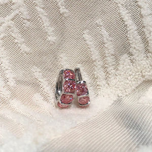 Pendientes de Aro de Oro Blanco de 14K con Diamantes Rosados Cultivados en Laboratorio, Engaste de Media Bisel, 4.0mm, Joyería Elegante y Delicada para Mujer, Regalo para Fiesta - Product Image 1