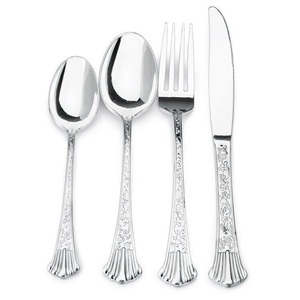 Juego de cubiertos de acero inoxidable con mango de mimbre azul, estilo costero - Product Image 4
