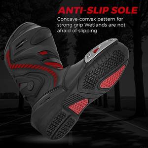 Botas de Motociclismo para Hombre, Botas de Carreras de Cuero Impermeables, con Suela Antideslizante, Botas Largas Impermeables - Product Image 2