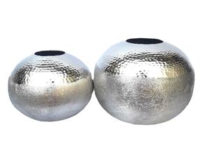 Modern Silver Aluminum Flower Vase Set of 2 Home Hotel Plant Vase Pot <b>Wedding</b> Decorative Metal Flower Vase with Modern Design - Product Image 1