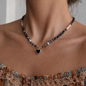 Collar de Ágata Negra con Colgante de Corazón, Gema Delicada, Collar de Joyería Boho en Capas con Cuentas - Product Image 3