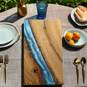 Plateau de service en bois de haute qualité avec motif floral en résine unique pour accueillir de grands rassemblements et un usage domestique - Product Image 1