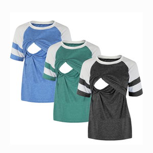 Camisetas de lactancia de color liso para mujer, ropa informal de verano para maternidad, camisas holgadas de alta demanda para posparto - Product Image 1