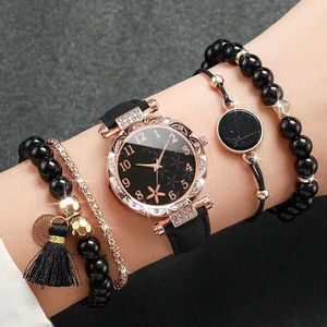 Montre à quartz pour femme 192028, cadran floral numérique minimaliste et tendance, incrusté de strass - Product Image 1
