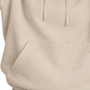 Sudadera con capucha extragrande para mujer, color beige avena, de forro polar suave, con bolsillo canguro y cordón ajustable, estilo casual para estar en casa o para la calle. - Product Image 3