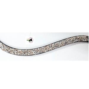 Diadema de Cuero Plana y Delgada Profesional con Sistema de Gancho y Bucle de Resistencia Industrial e Incrustaciones de Piedra de Cristal de Roca Genuina - Product Image 1